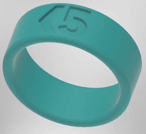 image of a 3d printed ring with an recessed k5 logo